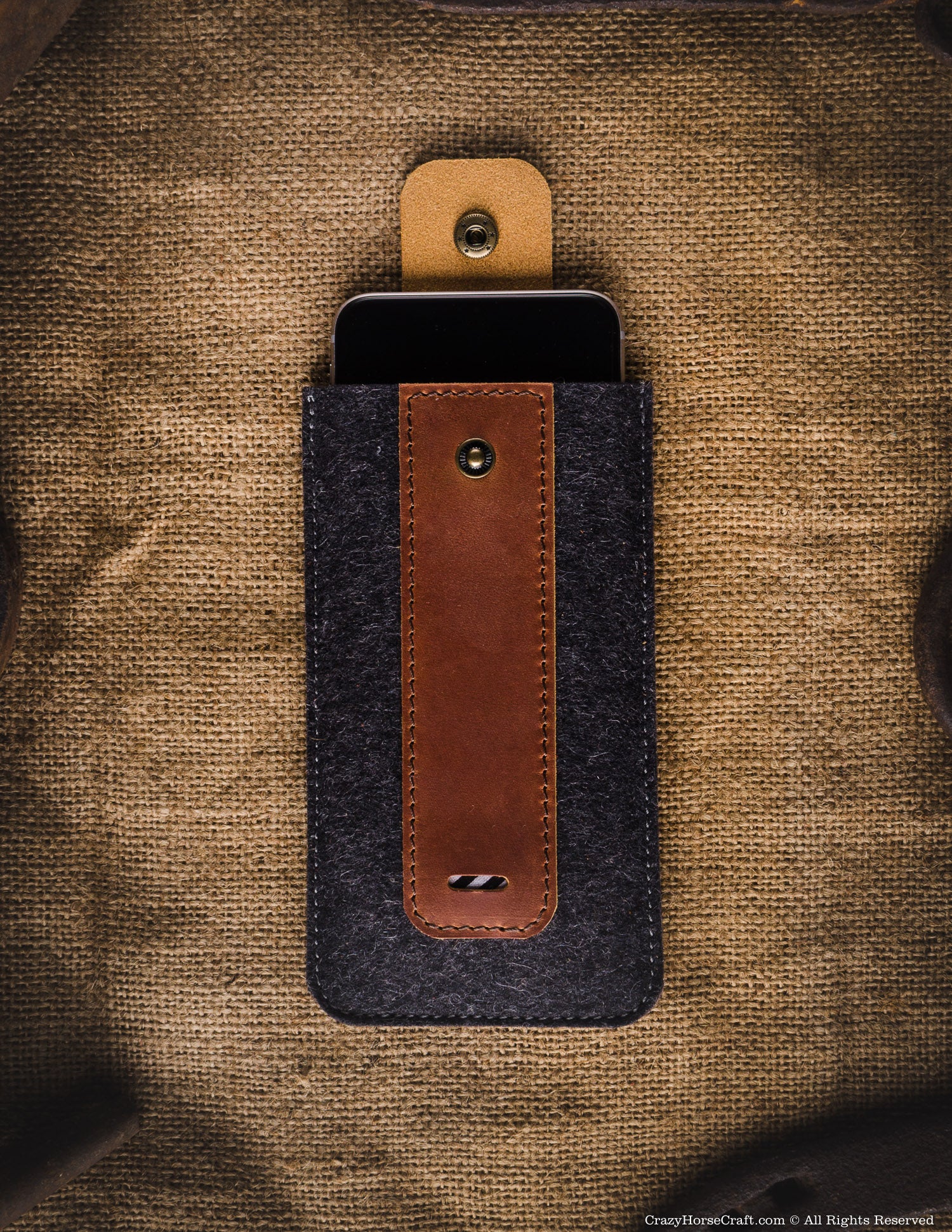 Crazy Horse Craft Phone Cases Wool Felt Phone Sleeve custodia iPhone Classic Brown