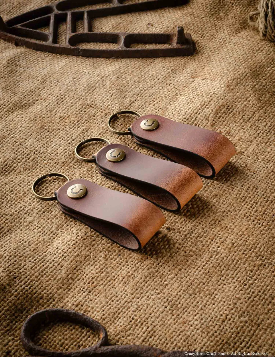 Crazy Horse Craft Key Holders Set Of 3 Veg-Tanned Leather Key Fobs portachiavi