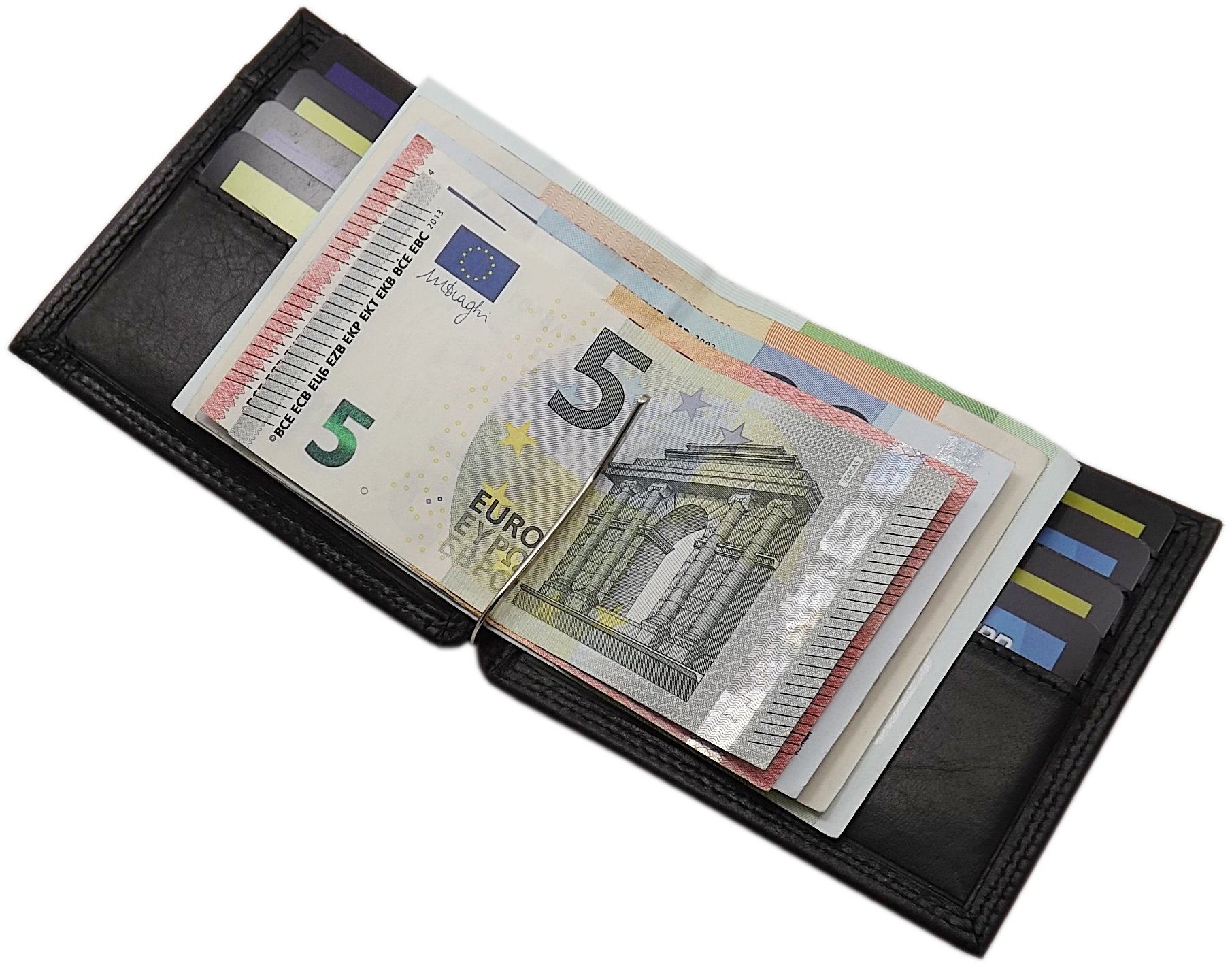 myledershop Brieftaschen Vacchetta dollarclip portafoglio MJ-Design-Germany nero portafoglio compatto