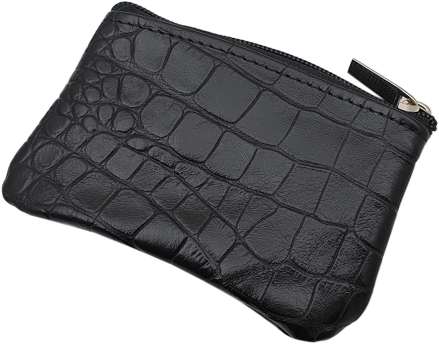 myledershop Schlüsseltaschen portachiavi in pelle di vitello nera con cerniera