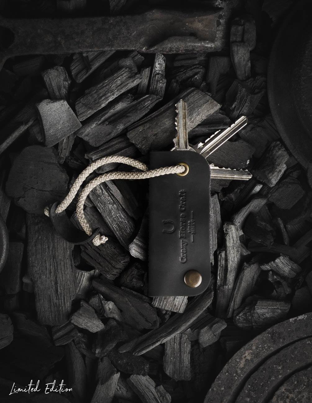 Crazy Horse Craft Key Holders portachiavi Carbon Black in pelle e feltro