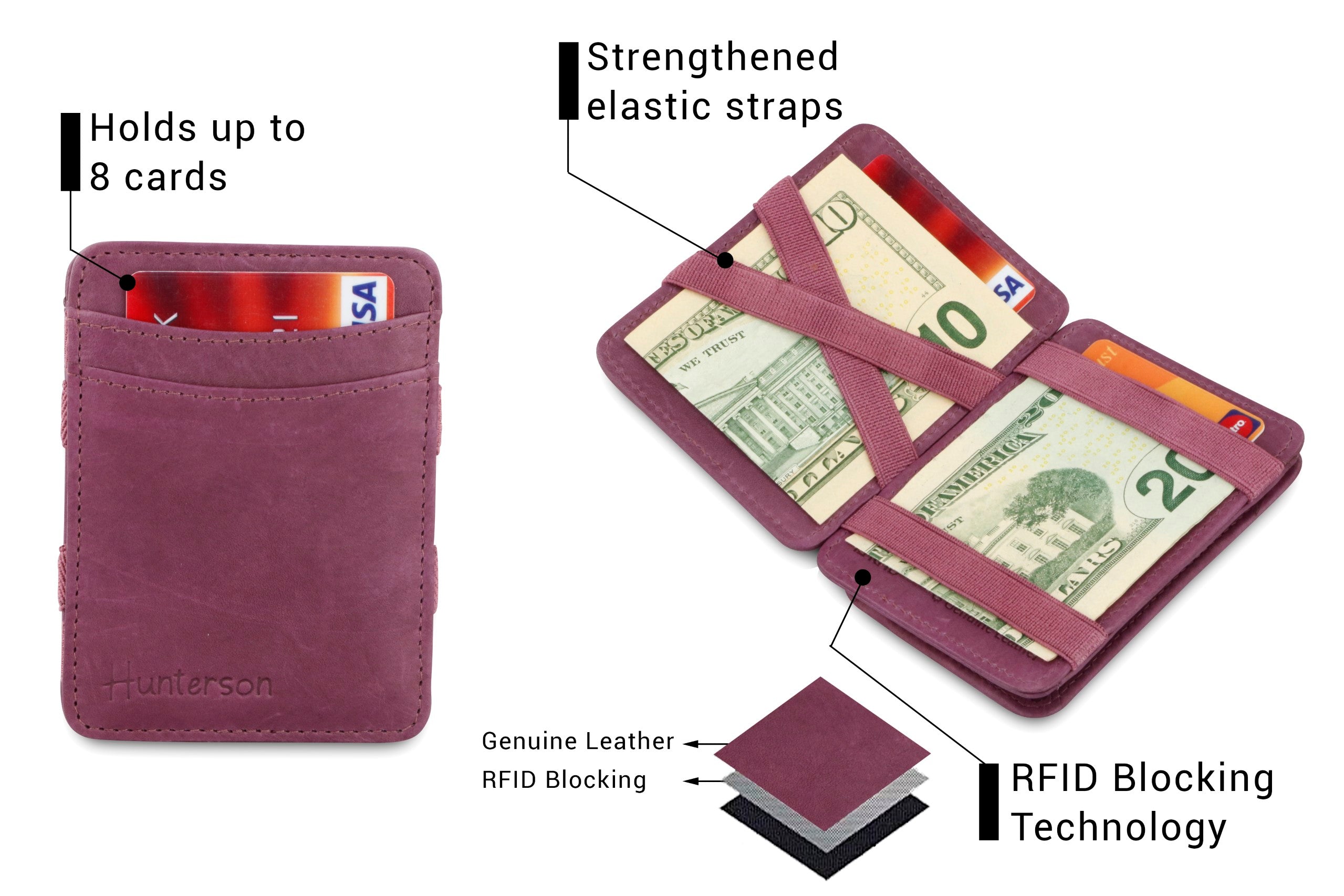 Hunterson The Leather Collection The OG Coin portafoglio portamonete Purple Orange