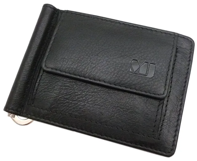 myledershop Brieftaschen Dollarclip portafoglio con clip nero in pelle di vitello
