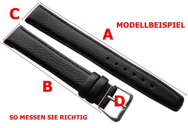 myledershop Uhrenarmbänder 18mm cinturino orologio nero pelle di vitello