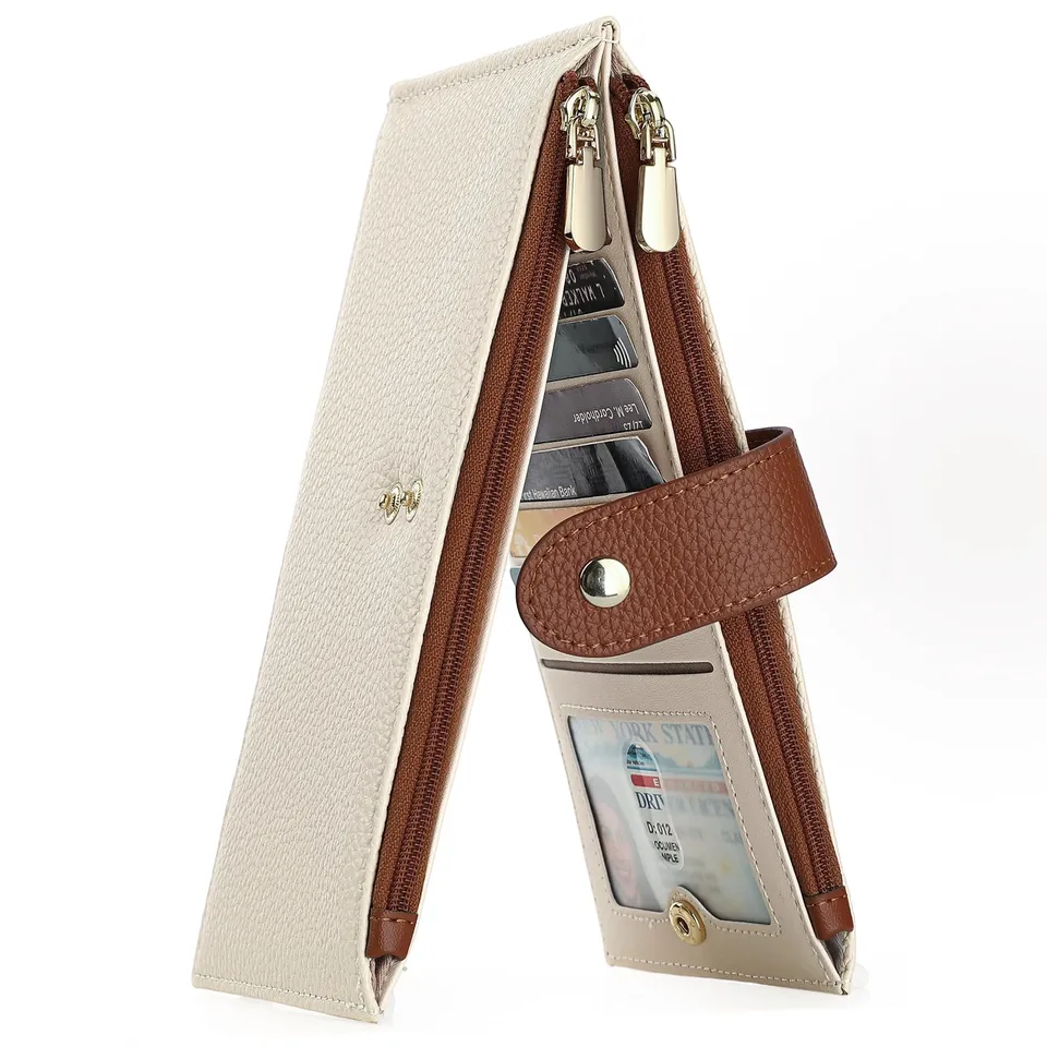 GOIACII WOMEN'S LARGE WALLET portafoglio donna beige RFID