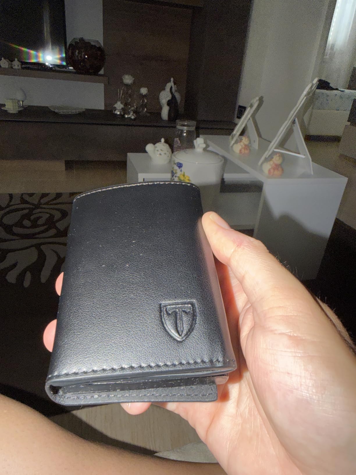 TENBST Card Holder portafoglio slim nero RFID con portamonete