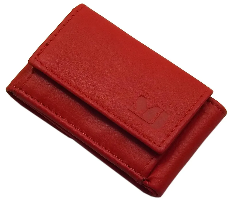 myledershop Herren Geldbörsen Piccolo portafoglio da uomo in pelle di vitello rosso
