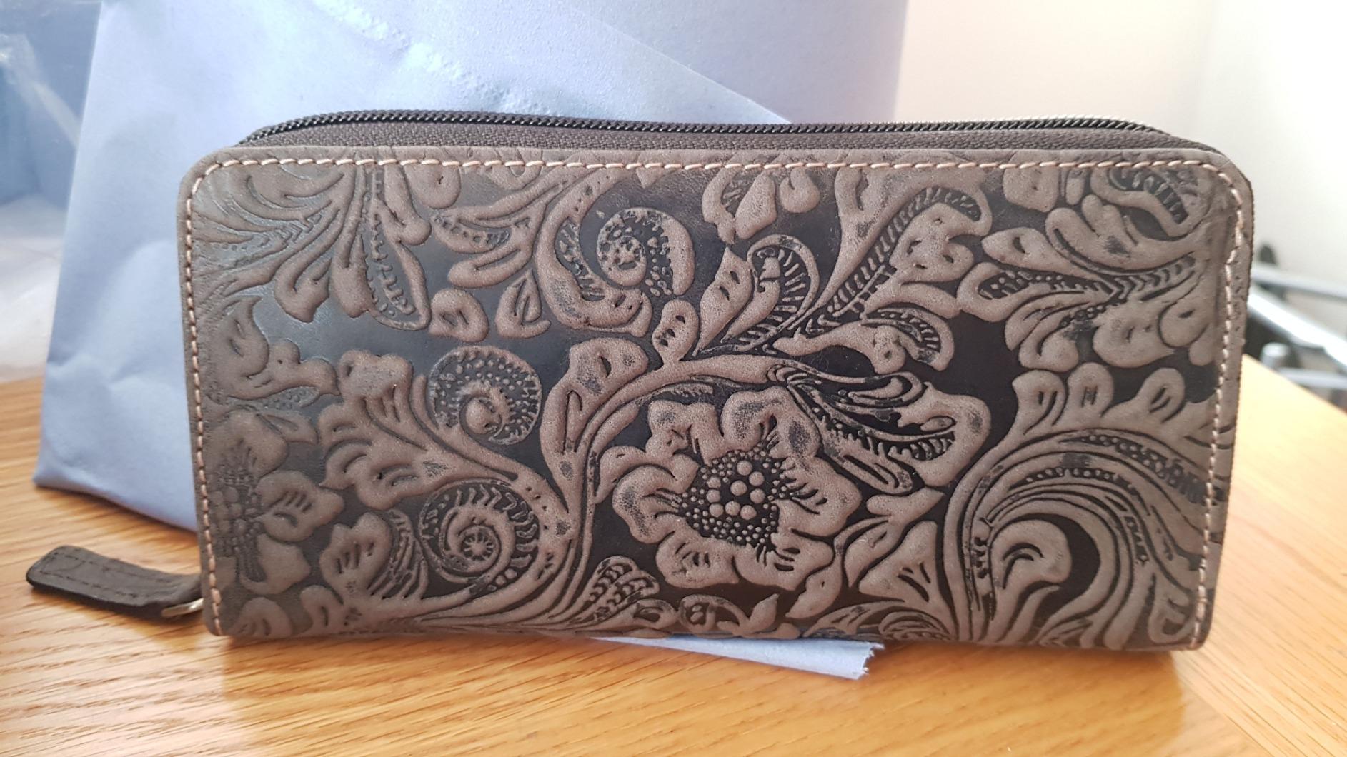 myledershop Damen Geldbörsen portafoglio donna marrone RFID