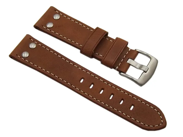 myledershop Uhrenarmbänder cinturino orologio 22 mm marrone vintage
