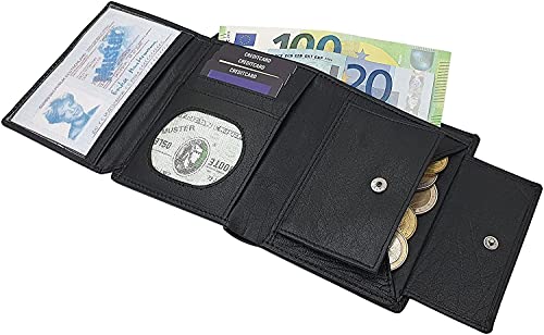 myledershop Herren Geldbörsen portafoglio da uomo nero in pelle di bufalo RFID