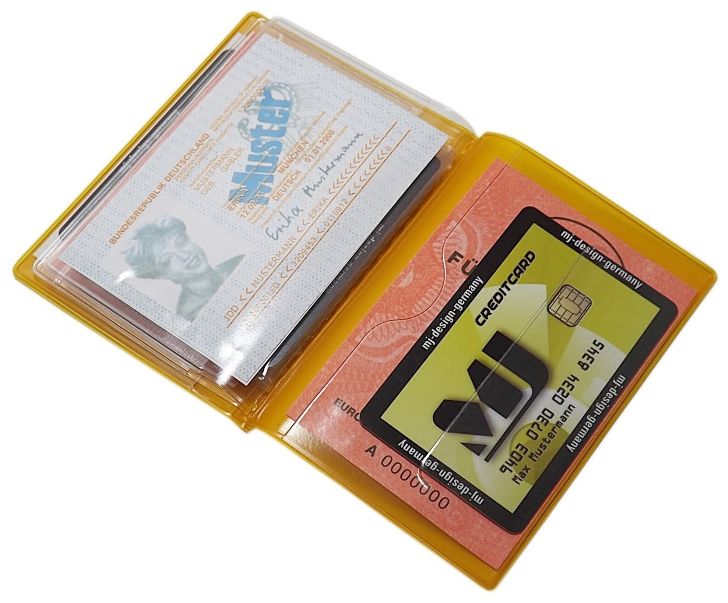myledershop Karten- und Ausweisetuis custodia carte e documenti gialla