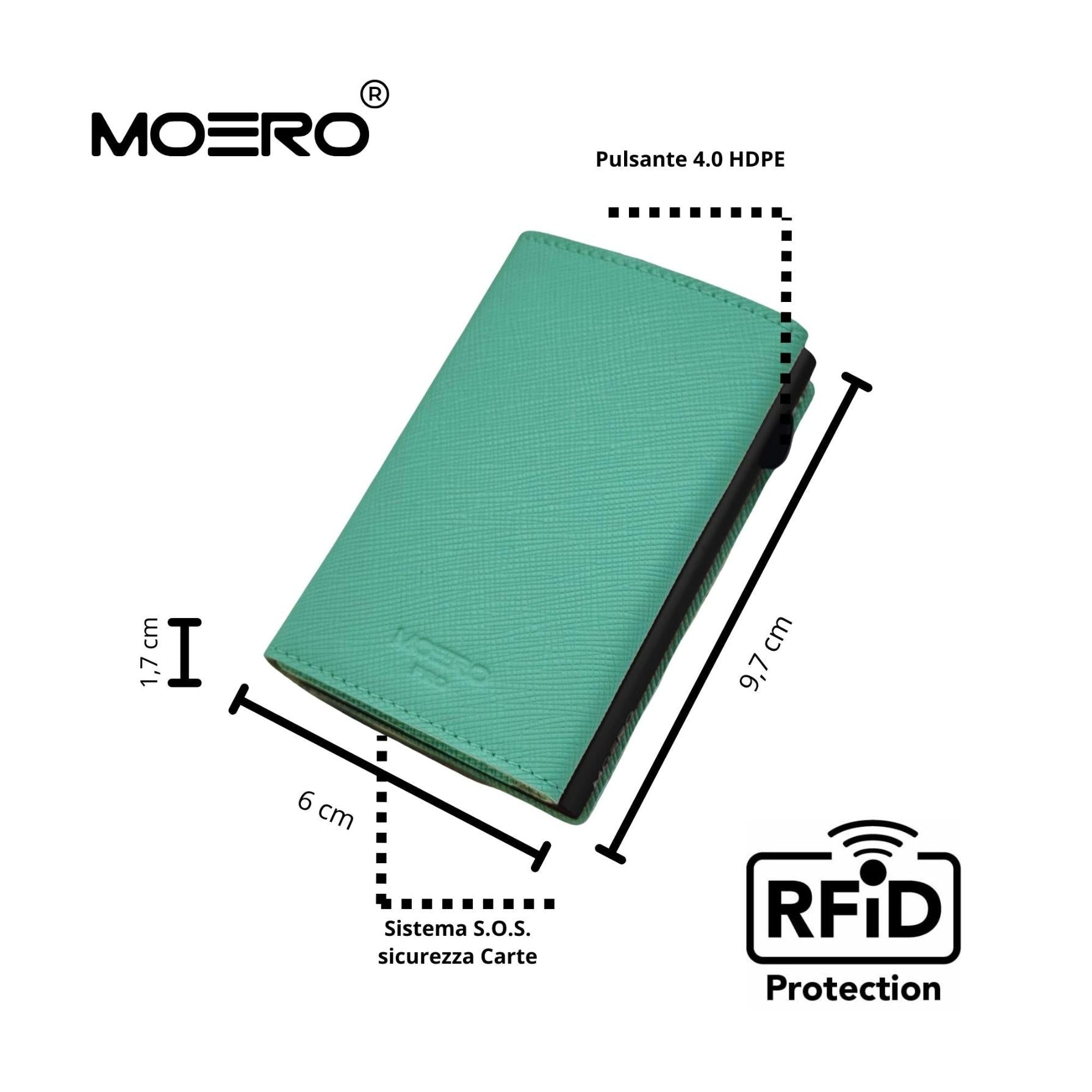 Moero Linea PRO PRO Saffiano portafoglio Acquamarina RFID