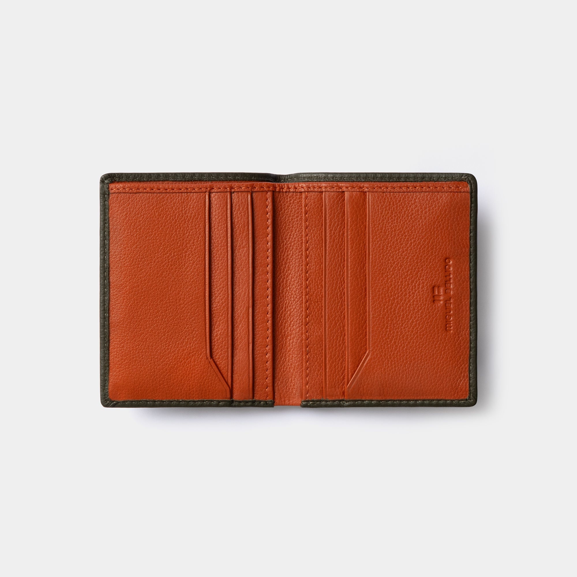 Miguel Bellido Carteras La Palma portafoglio in pelle verde arancio RFID