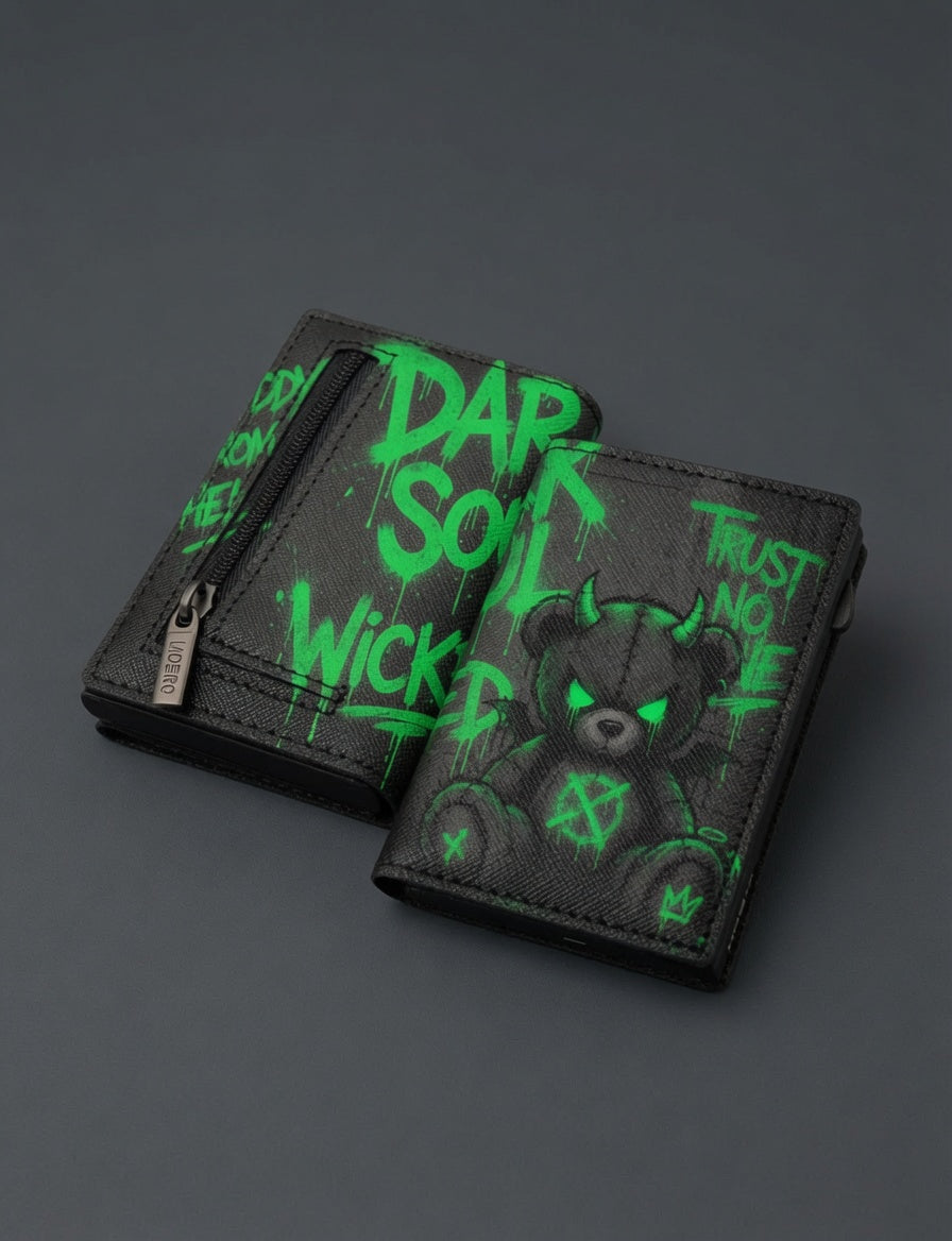 Moero Edizioni Speciali Teddy Dark Soul portafoglio RFID zip