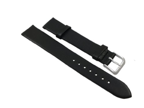 myledershop Uhrenarmbänder cinturino orologio 16 mm pelle di vitello nero fibbia argento