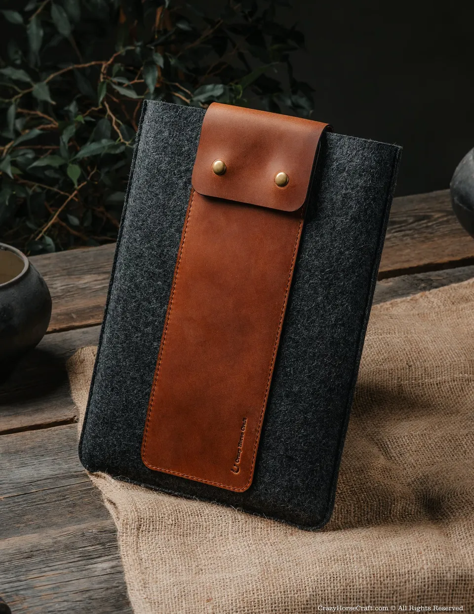 Crazy Horse Craft MacBook Cases Leather & Wool Felt sleeve MacBook Air 13,6″