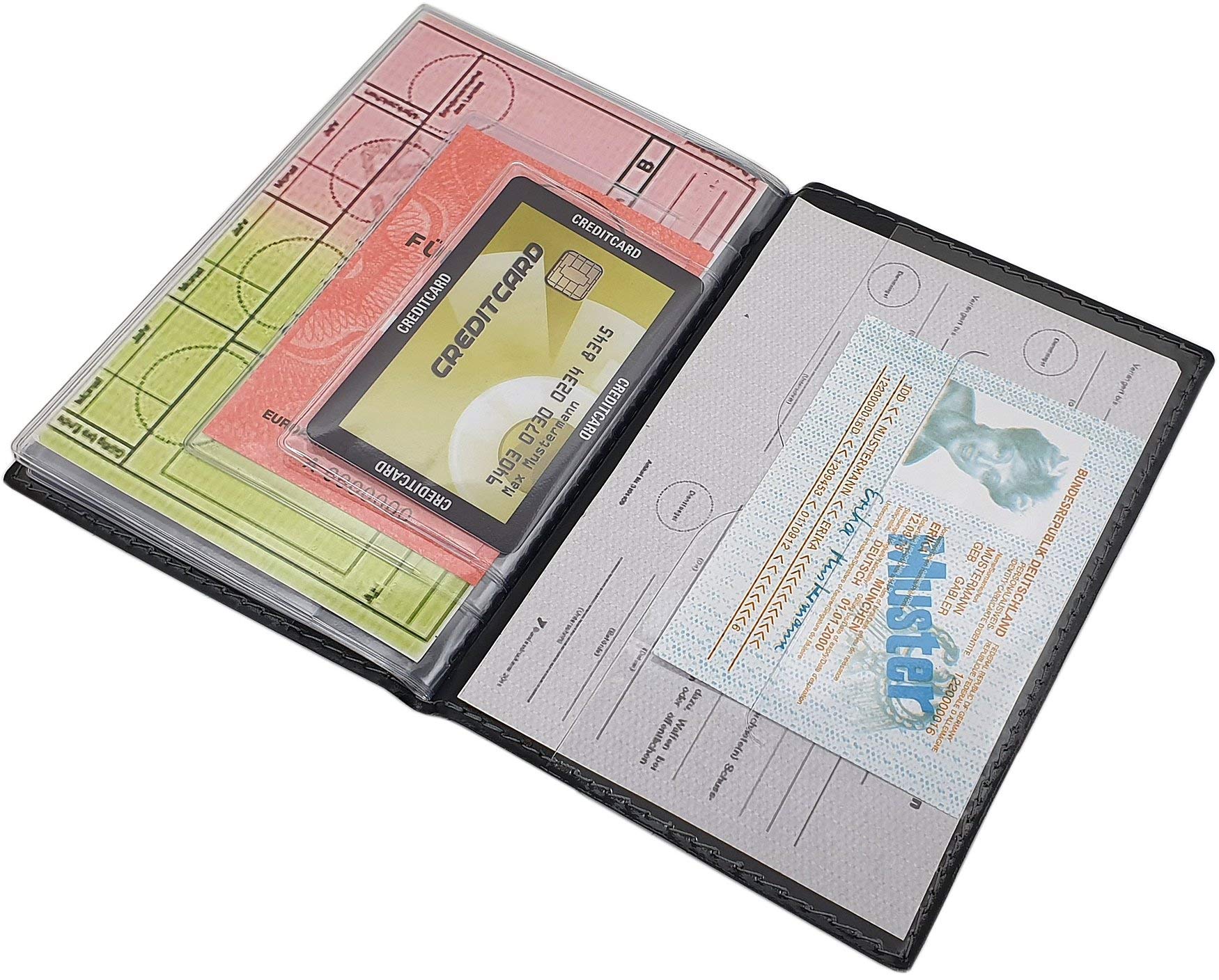 myledershop Karten- und Ausweisetuis Grande porta carte d'identità e carte di credito MJ-Design-Germany nero