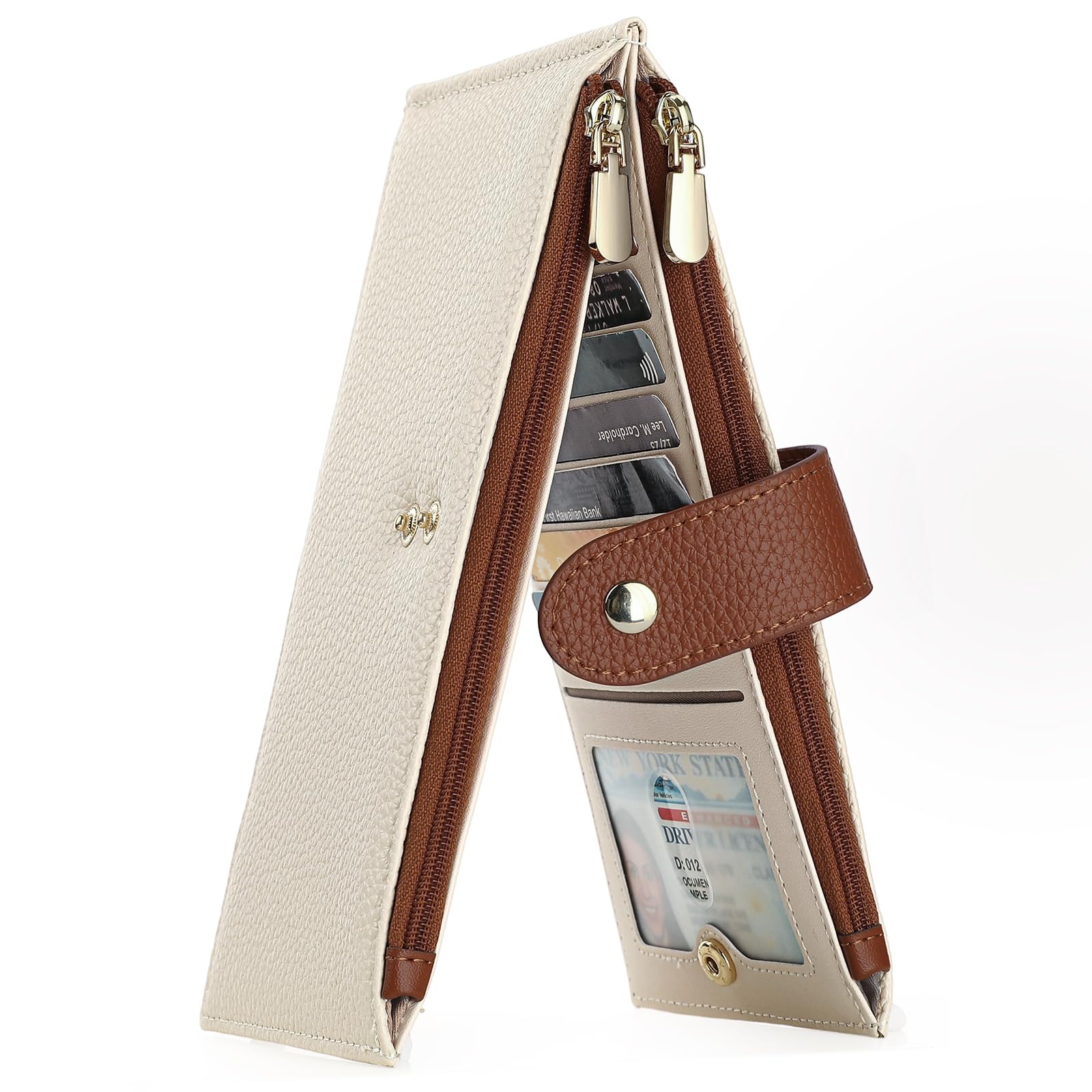GOIACII WOMEN'S LARGE WALLET portafoglio donna beige RFID