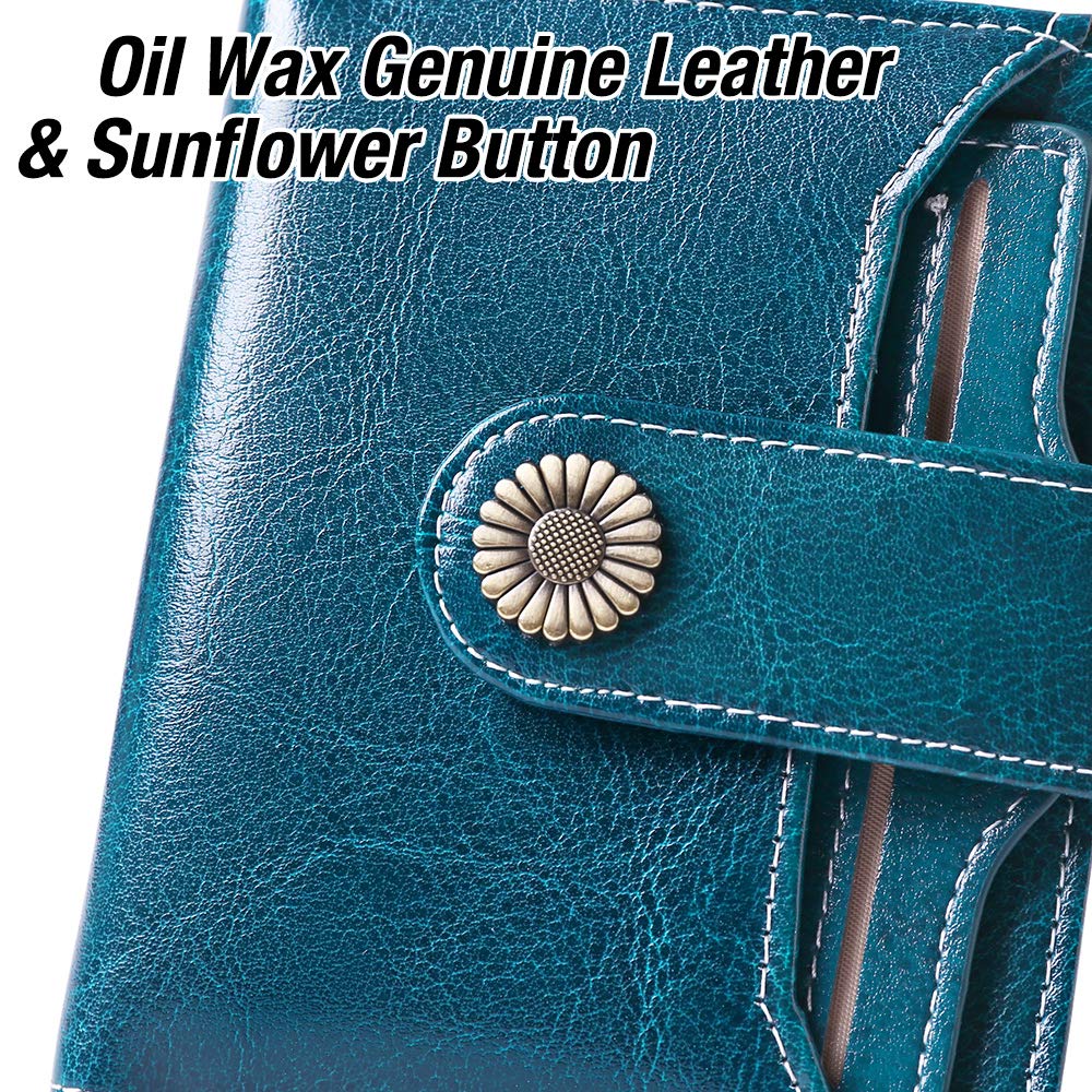 GOIACII WOMEN'S LARGE WALLET portafoglio donna blu pavone in pelle RFID