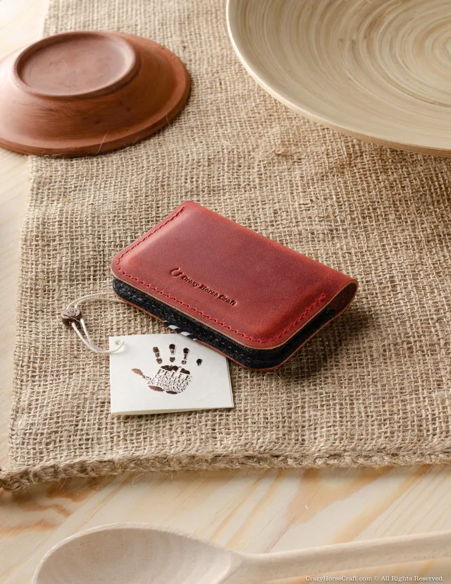 Crazy Horse Craft Wallets & Card Holders Portacarte Fragola Red