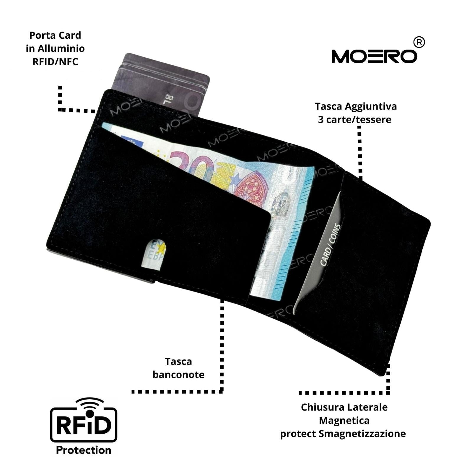 Moero Linea PRO PRO Zip SUPERIOR portafoglio nero RFID