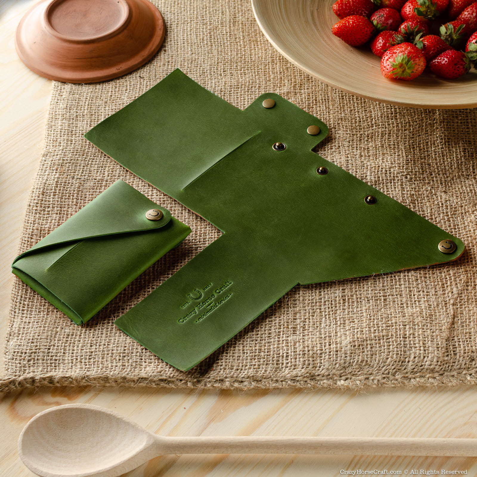 Crazy Horse Craft Minimalist Series Alpine Green portafoglio portacarte pelle