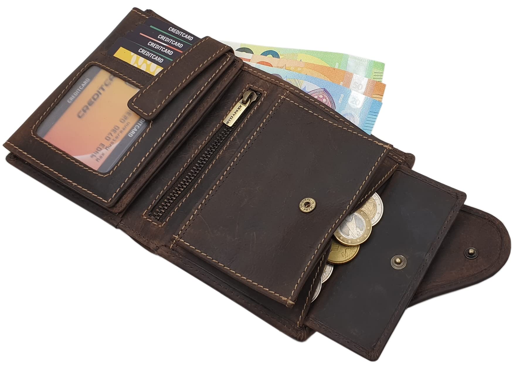 myledershop Damen Geldbörsen Vacchetta portafoglio donna Marrone RFID