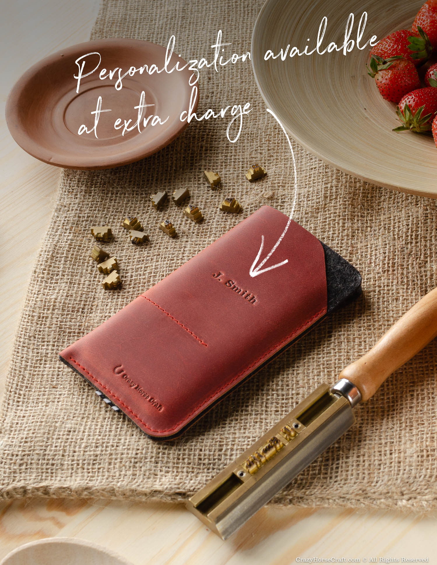 Crazy Horse Craft Phone Cases Leather Phone Case Wallet custodia iPhone Fragola Red