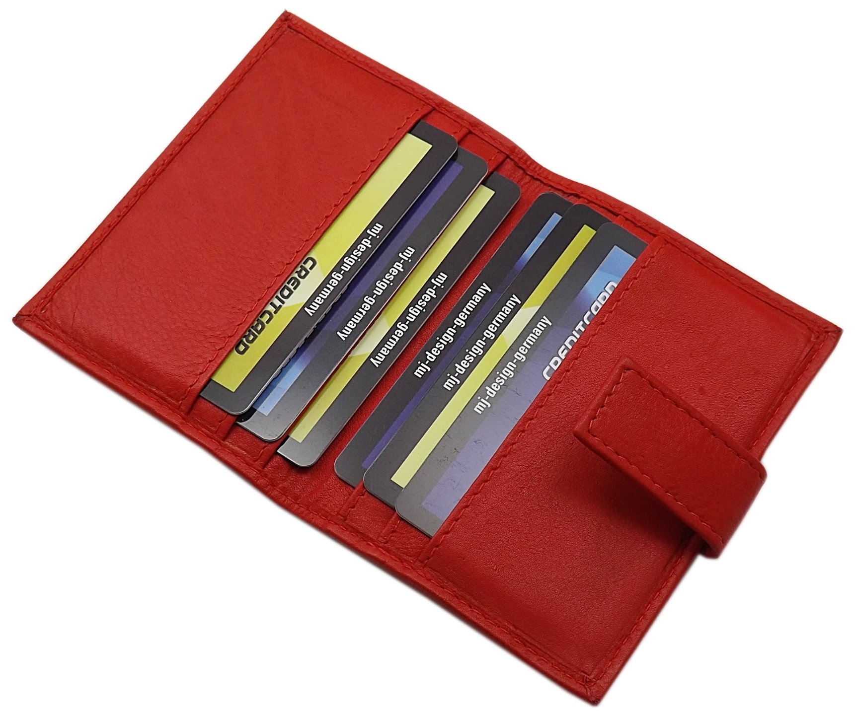 myledershop Kredit- und Visitenkartenetuis portacarte XXL 14 scomparti rosso in pelle di vitello