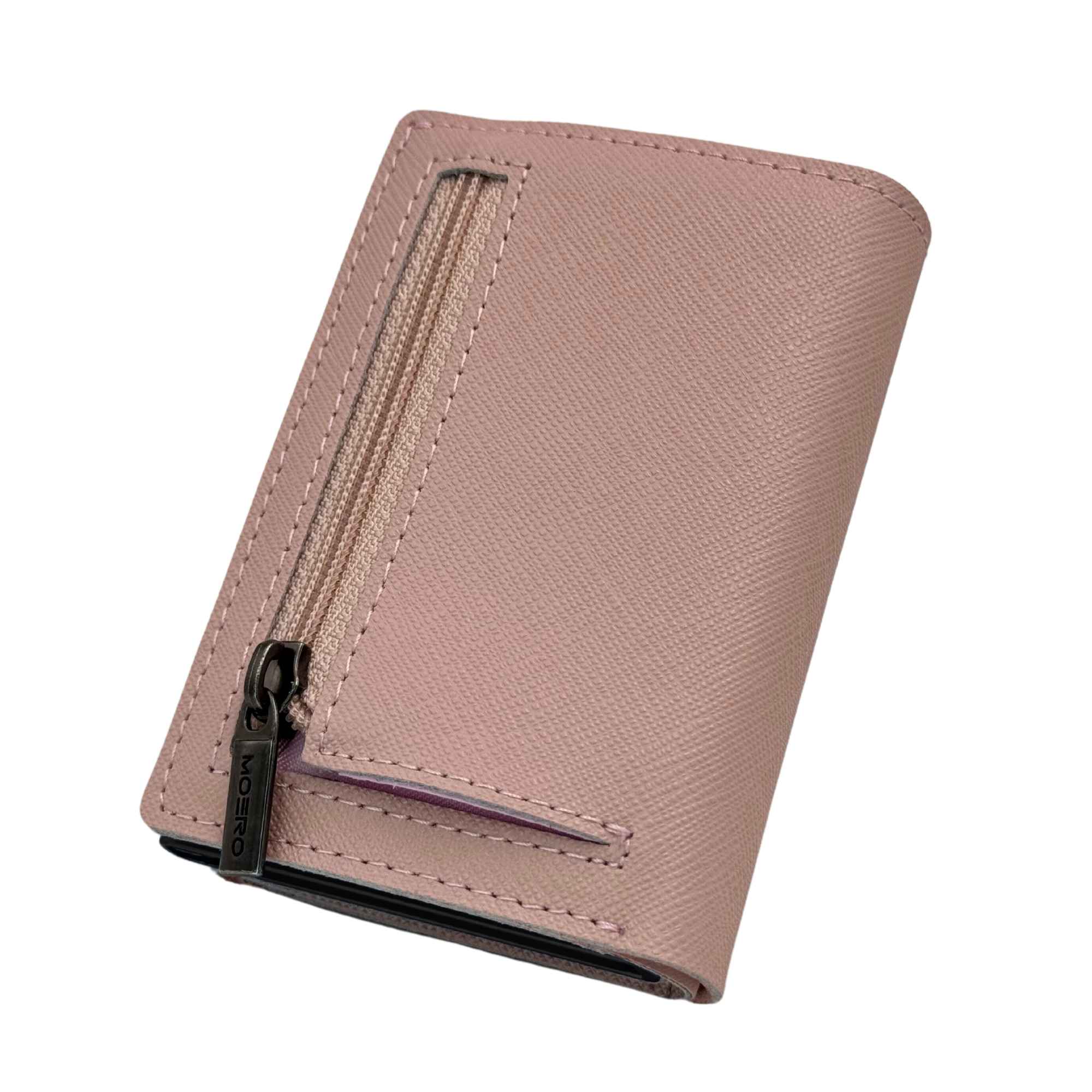 Moero Linea PRO PRO PLUS Zip Saffiano portafoglio rosa RFID