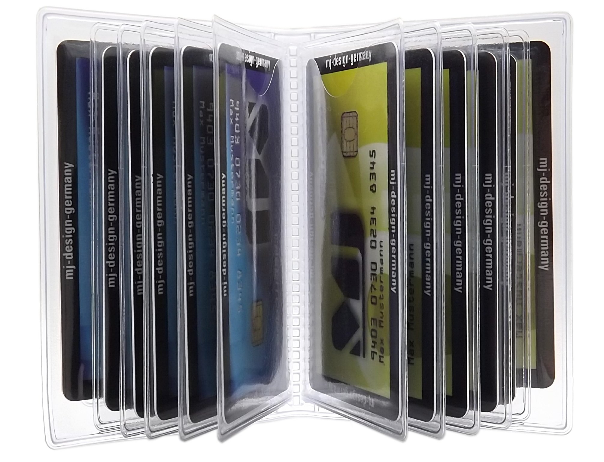 myledershop Kredit- und Visitenkartenetuis porta carte 12 scomparti trasparente