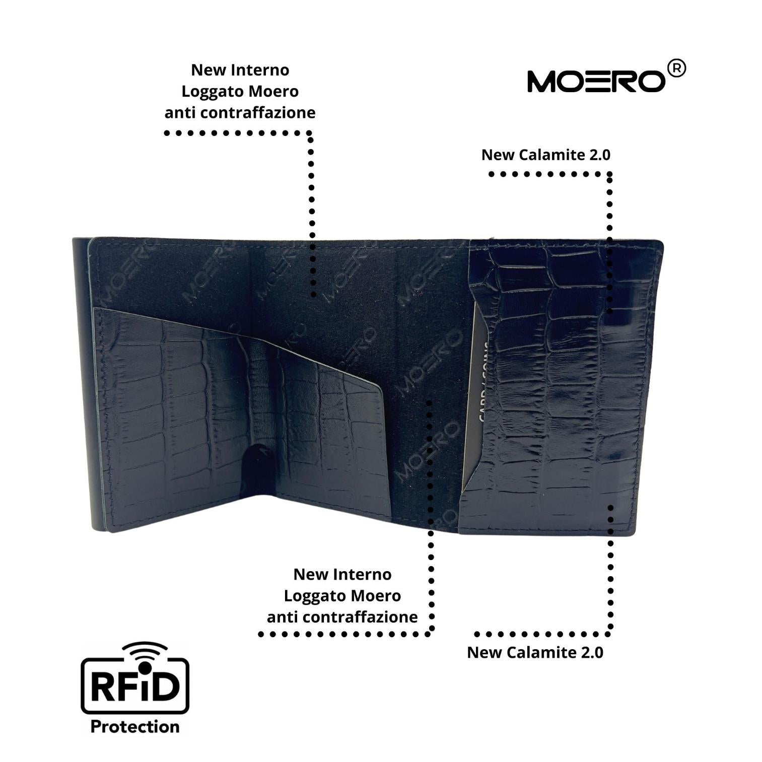 Moero Linea PRO PRO Zip Croco portafoglio nero RFID