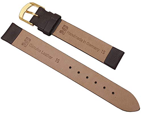 myledershop Uhrenarmbänder cinturino orologio 15 mm marrone in pelle di vitello