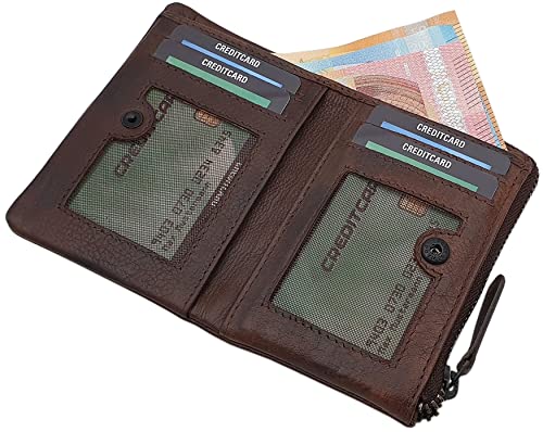 myledershop Herren Geldbörsen portafoglio marrone RFID NFC