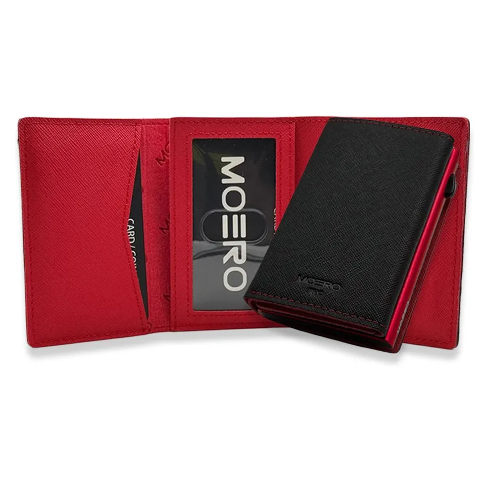 Moero Linea PRO PRO PLUS Zip portafoglio nero rosso RFID con portamonete