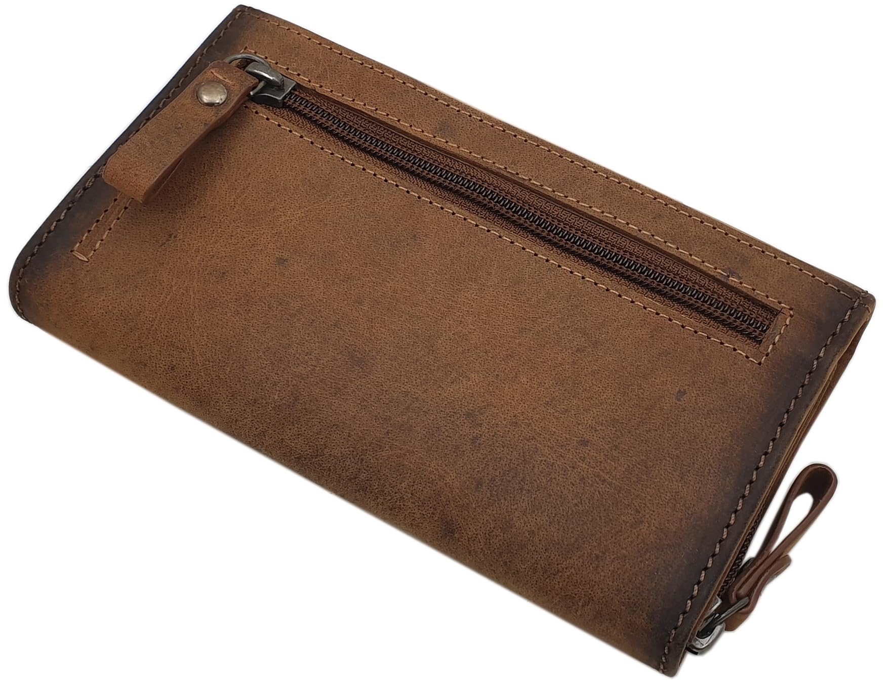 myledershop Damen Geldbörsen portafoglio donna cognac in pelle di bufalo RFID e NFC