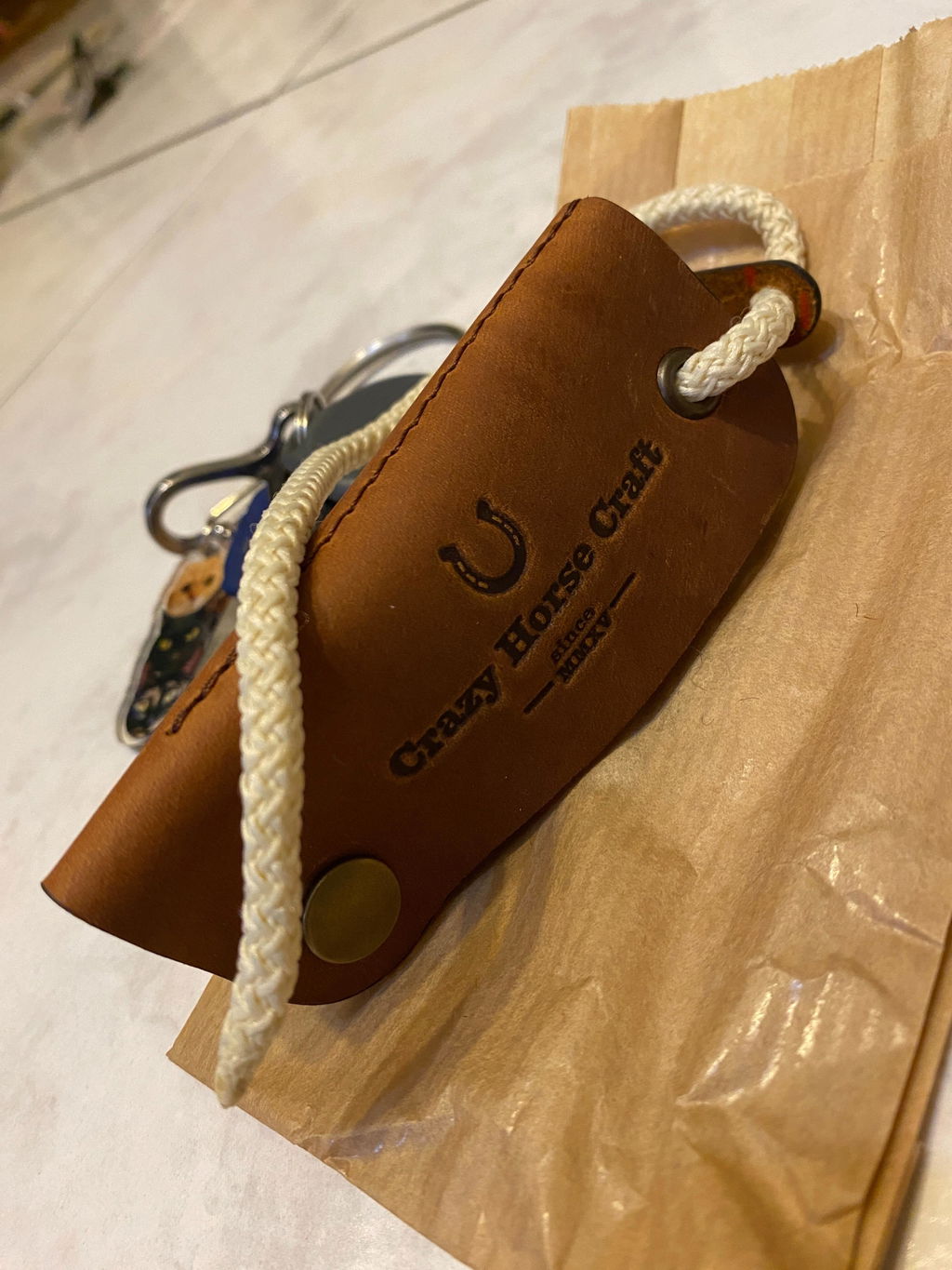 Crazy Horse Craft Key Holders portachiavi in pelle Classic Brown
