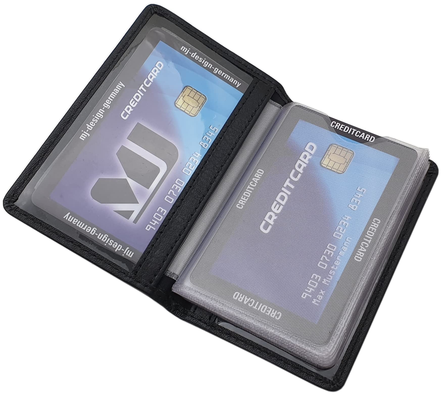 myledershop Kredit- und Visitenkartenetuis MJ-Design-Germany porta carte in pelle nero RFID NFC
