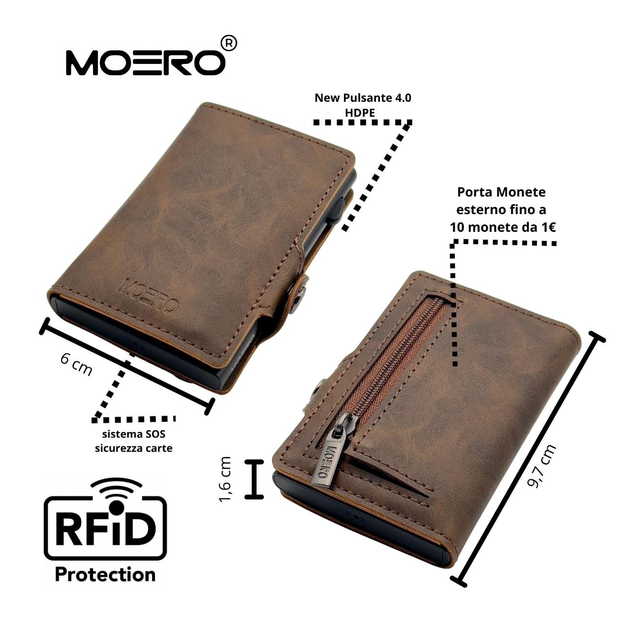 Moero Linea Classic Classic Zip Vintage portafoglio marrone RFID