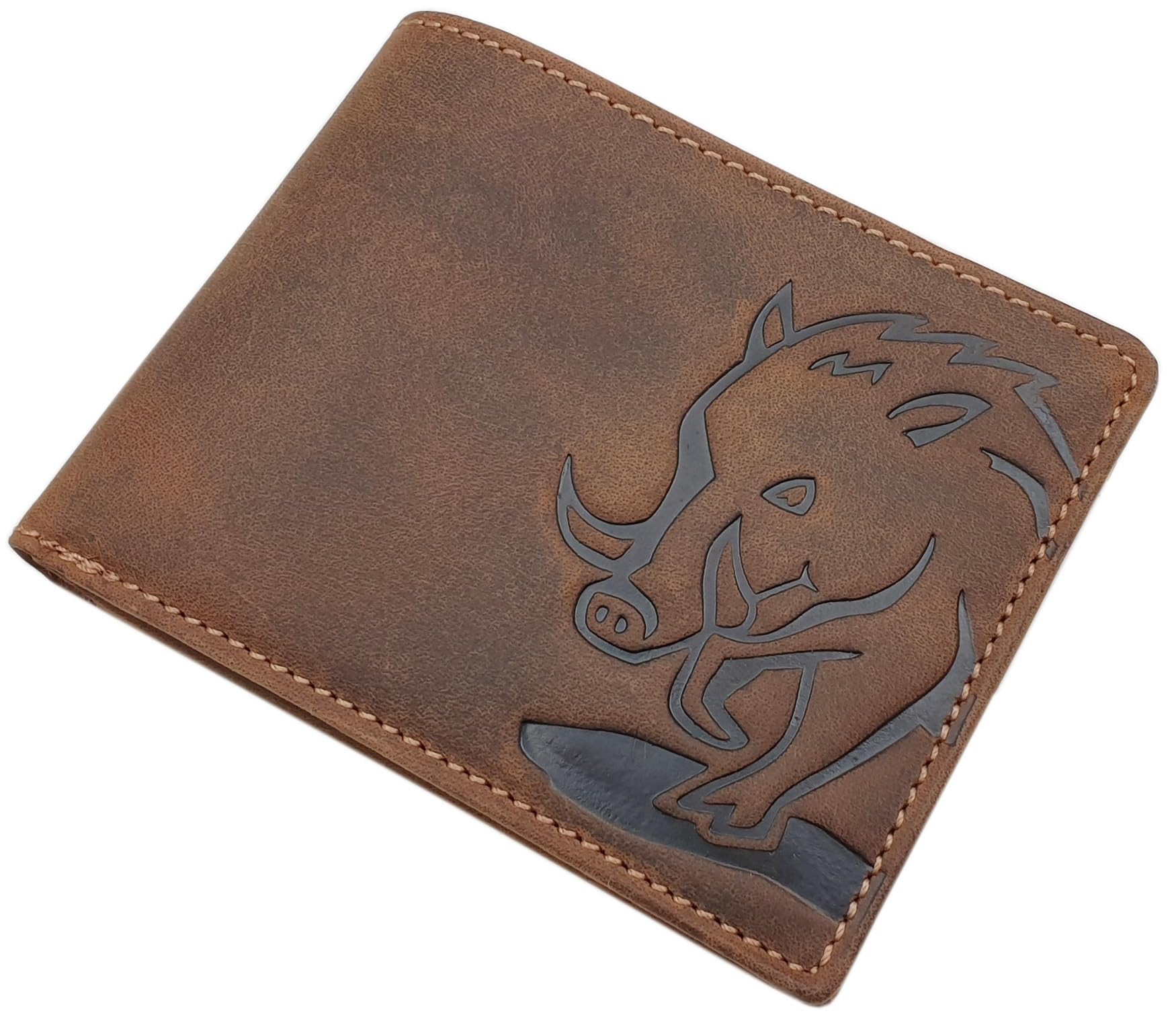 myledershop Herren Geldbörsen Modello 1 portafoglio verticale marrone RFID pelle di bufalo