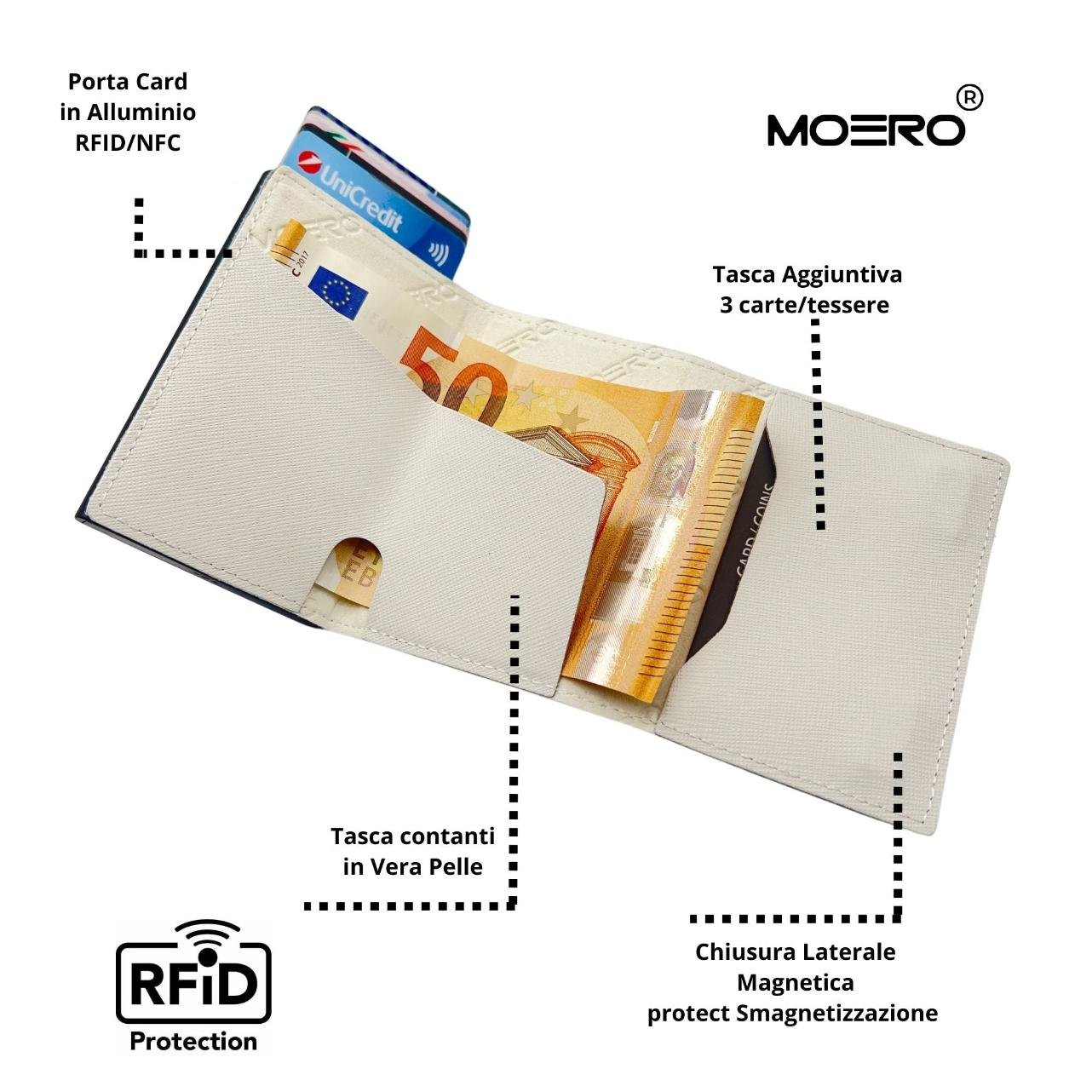 Moero Linea PRO Zip Saffiano portafoglio bianco RFID 4.0
