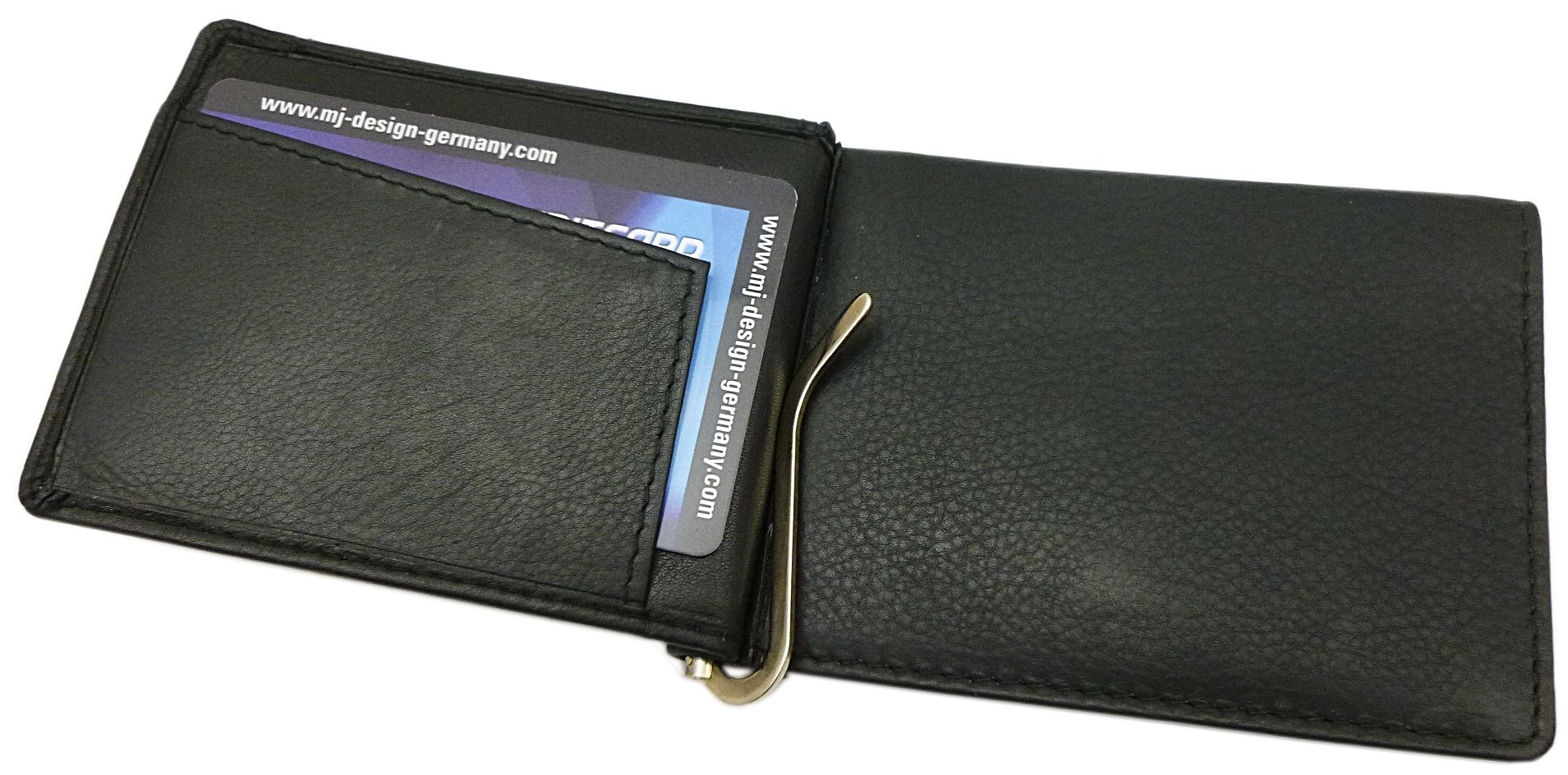 myledershop Brieftaschen Dollarclip portafoglio con clip nero in pelle di vitello