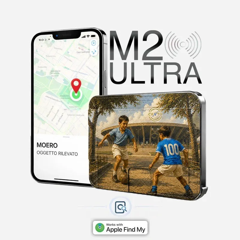 Moero Edizioni Speciali M2 Ultra Napoli Centenary portafoglio MagSafe Find My