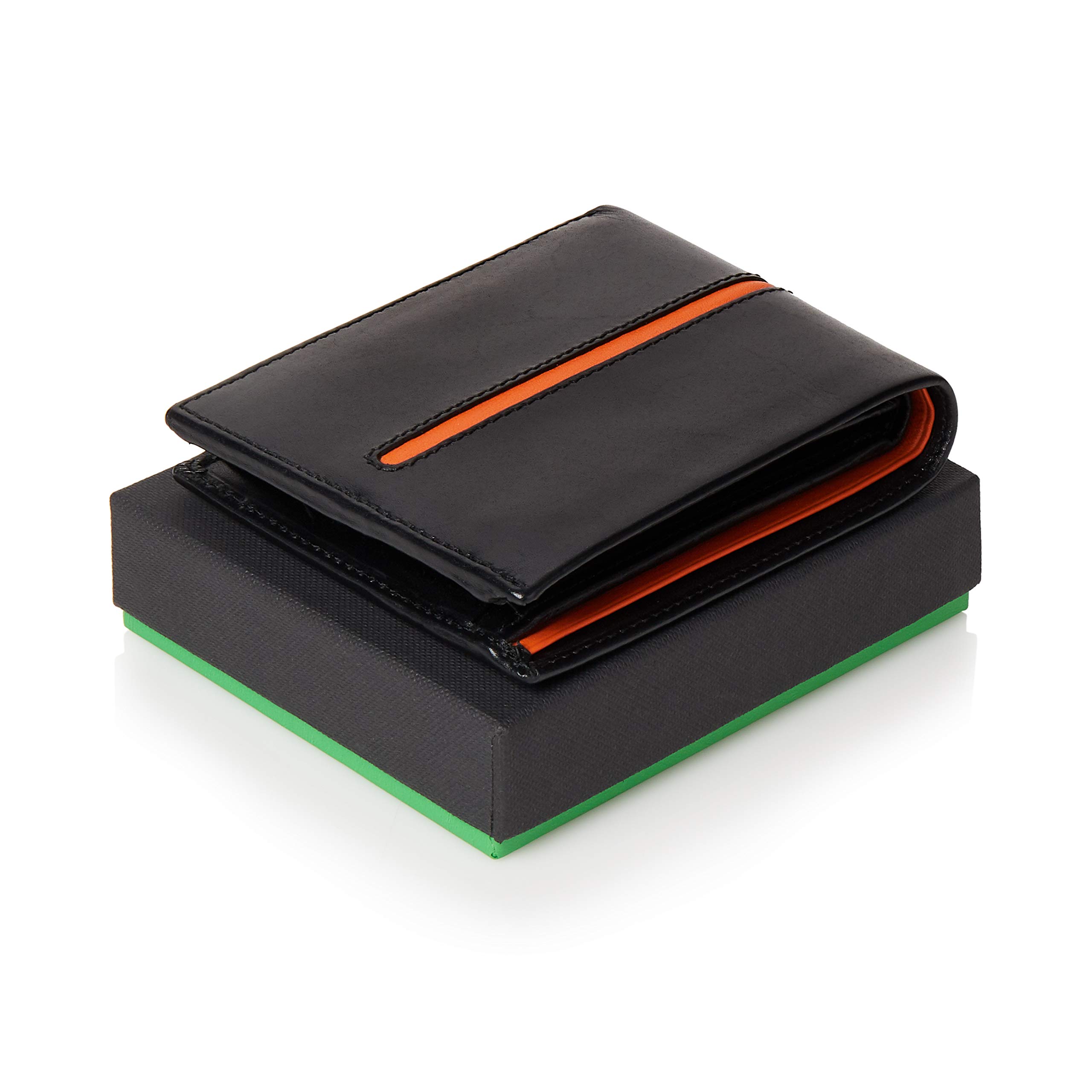 Visconti Monza portafoglio uomo in pelle nero arancione RFID