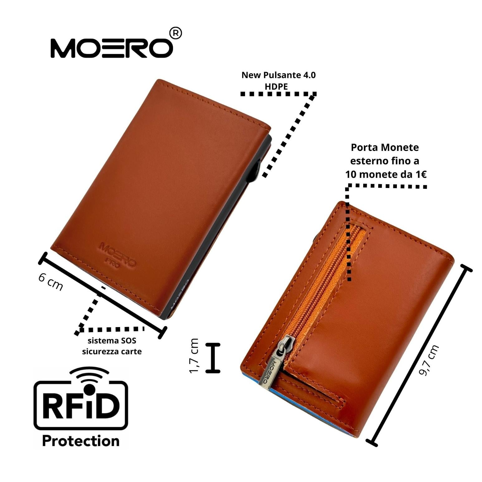Moero Linea PRO PRO Zip portafoglio marrone 4.0 RFID