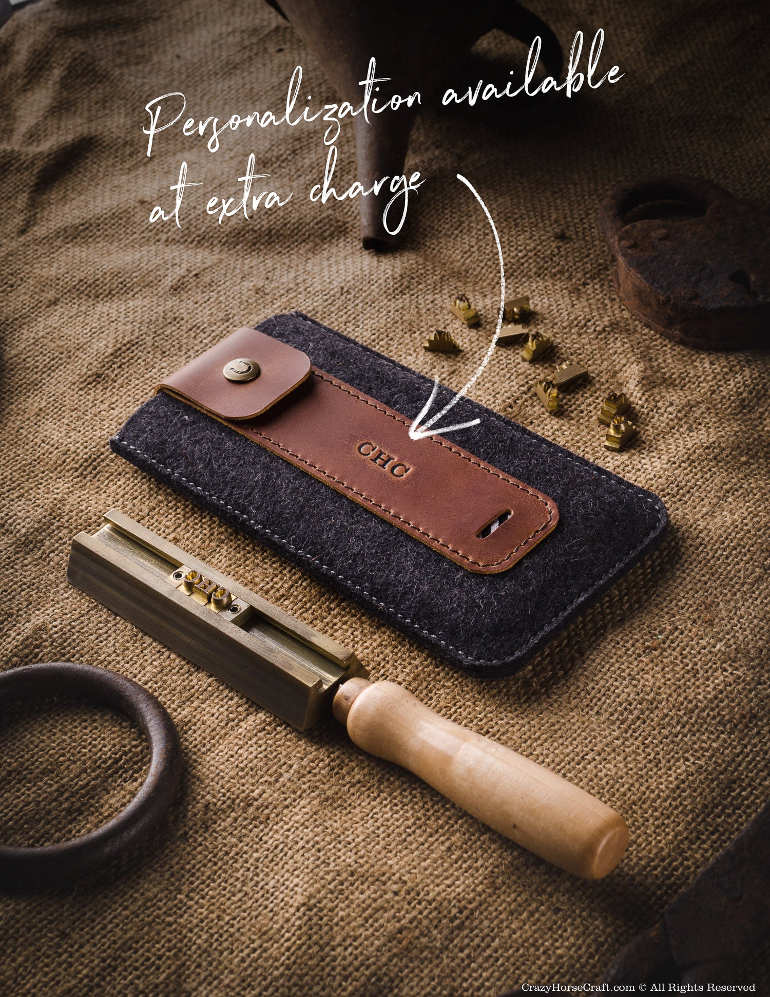 Crazy Horse Craft Phone Cases Wool Felt Phone Sleeve custodia iPhone Classic Brown