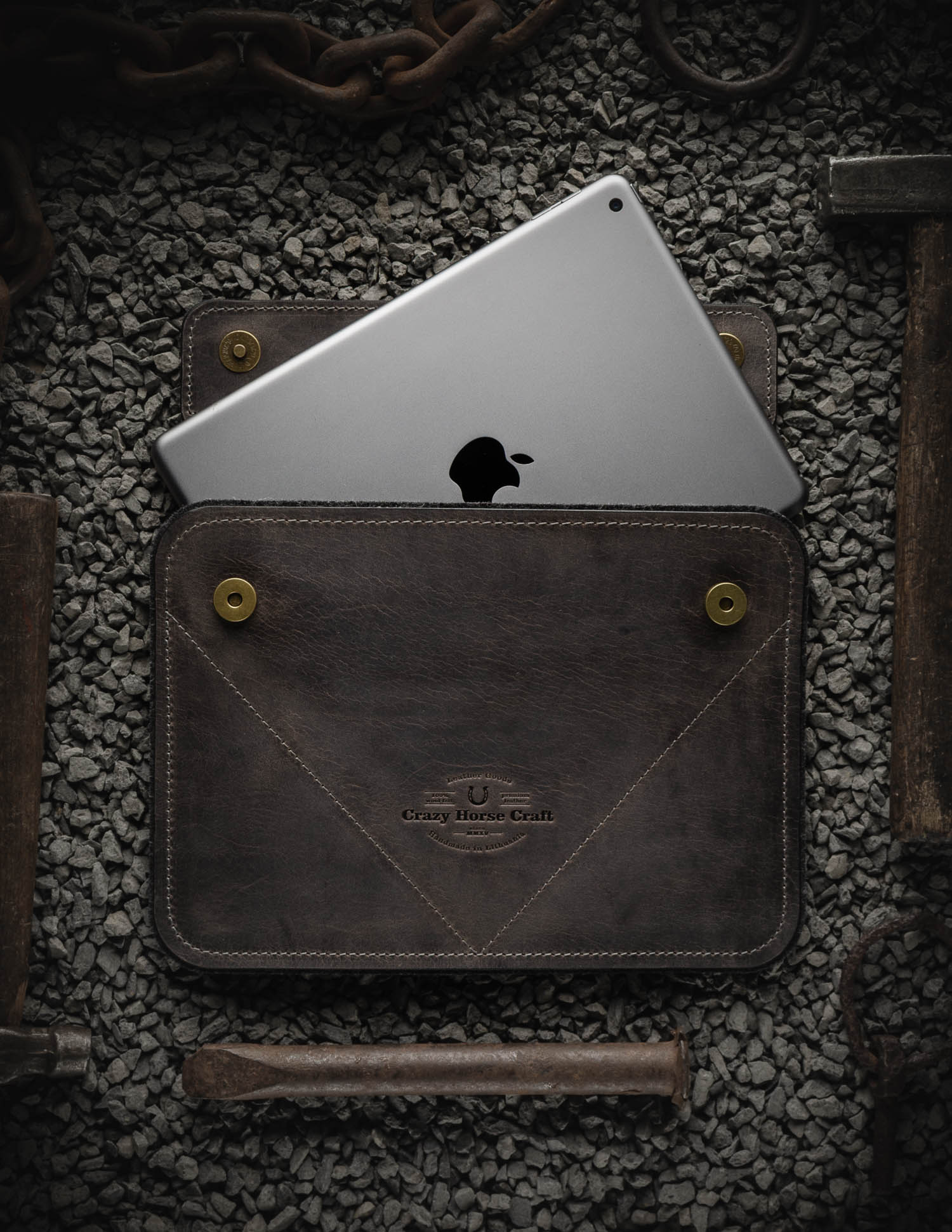 Crazy Horse Craft iPad and Kindle Cases custodia iPad Stone Grey in pelle