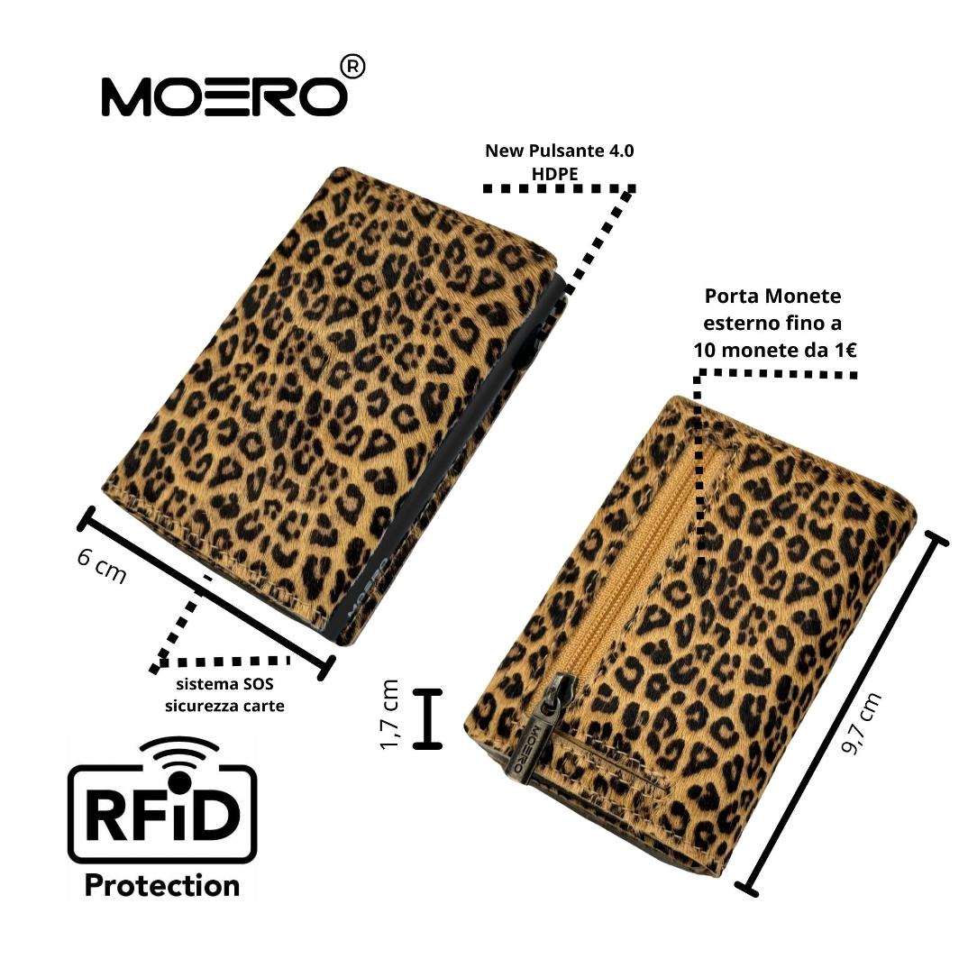 Moero Linea PRO PRO Zip Leopard Portafoglio Black 4.0 in pelle RFID
