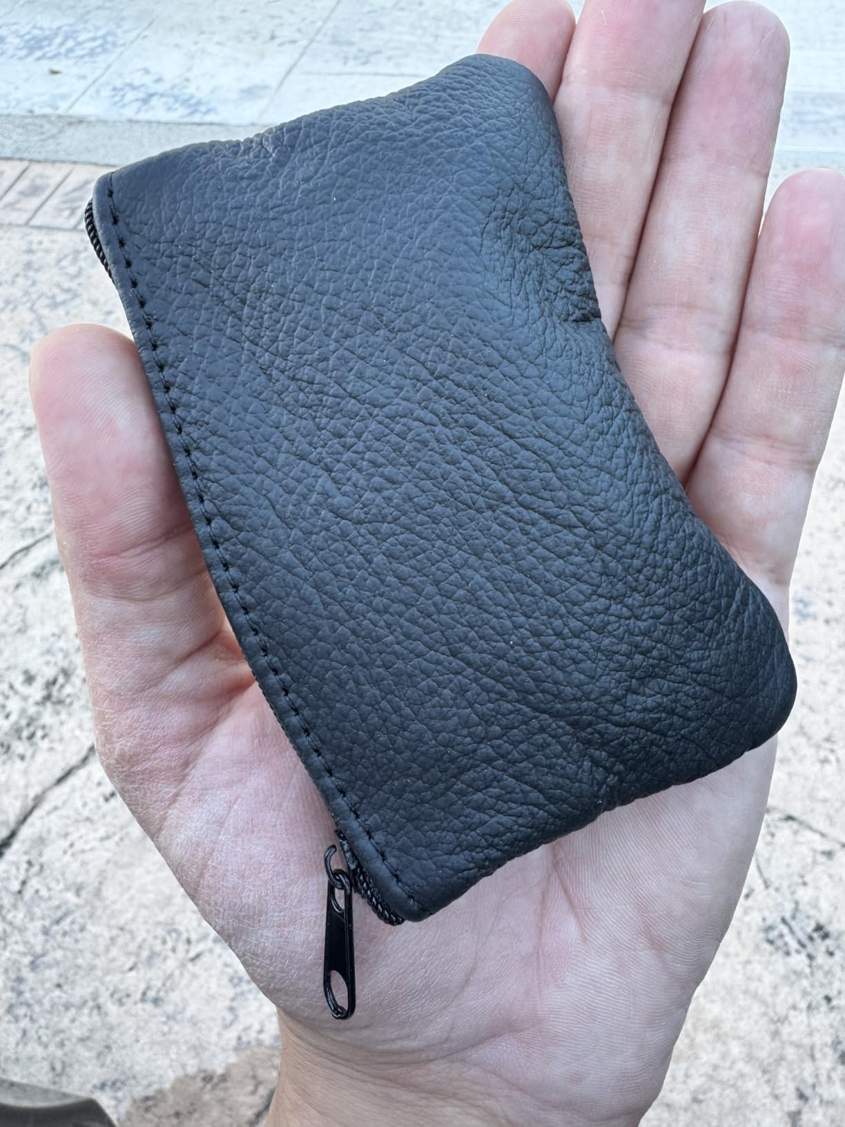 myledershop Schlüsseltaschen portachiavi in pelle nero con zip