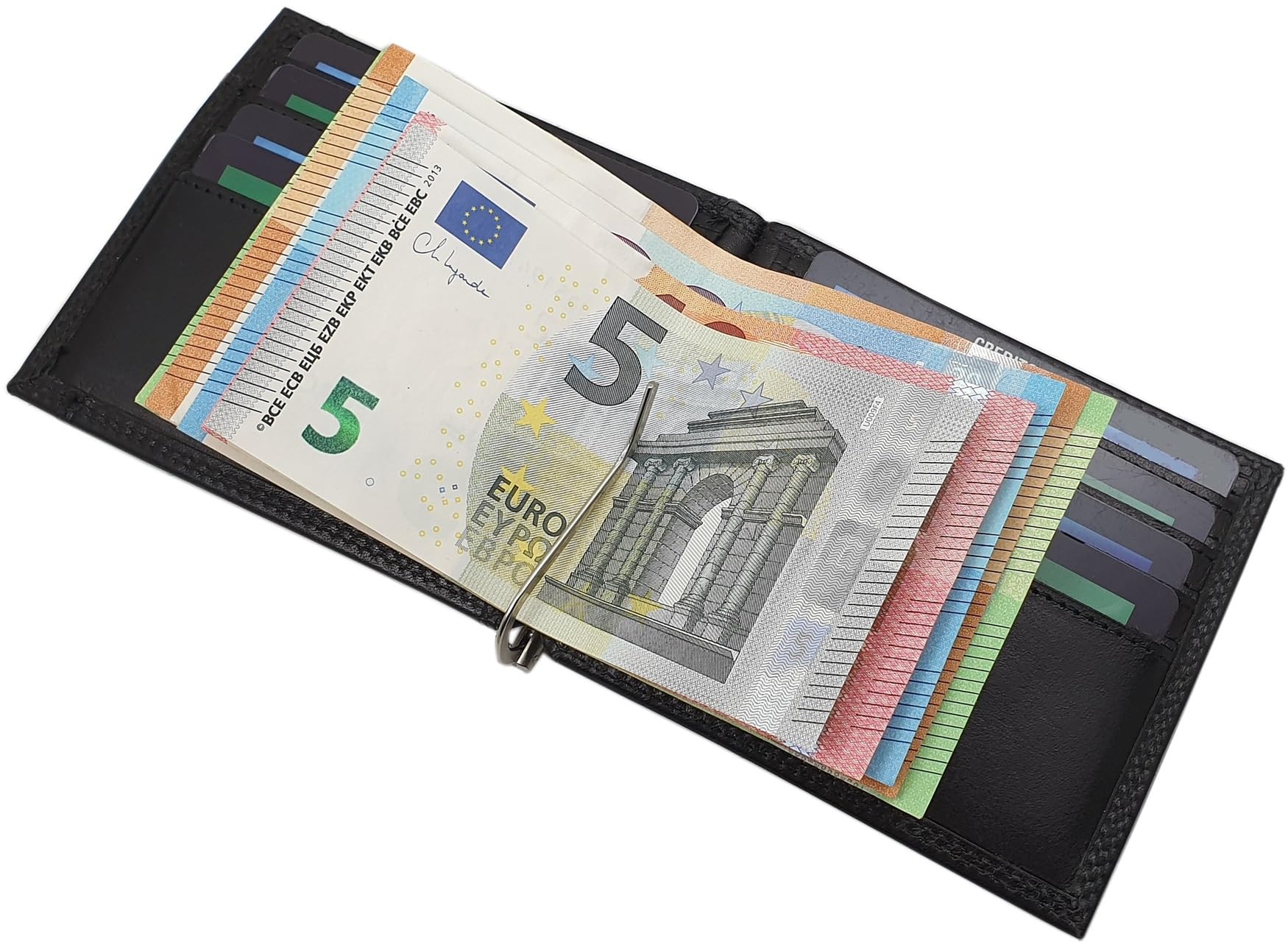 myledershop Brieftaschen Vacchetta dollarclip portafoglio MJ-Design-Germany nero portafoglio compatto